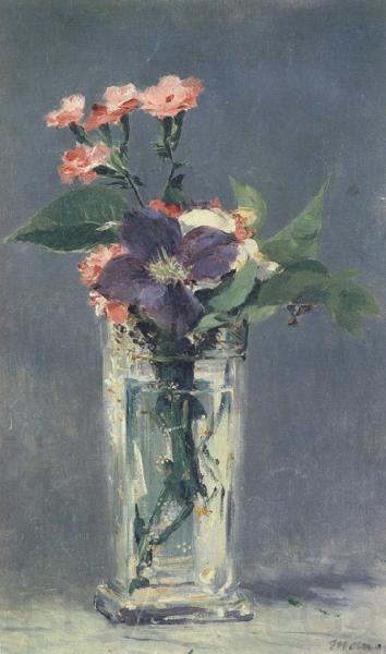 Edouard Manet Carnations and Clematis in a Crystal Vase (mk40) Spain oil painting art